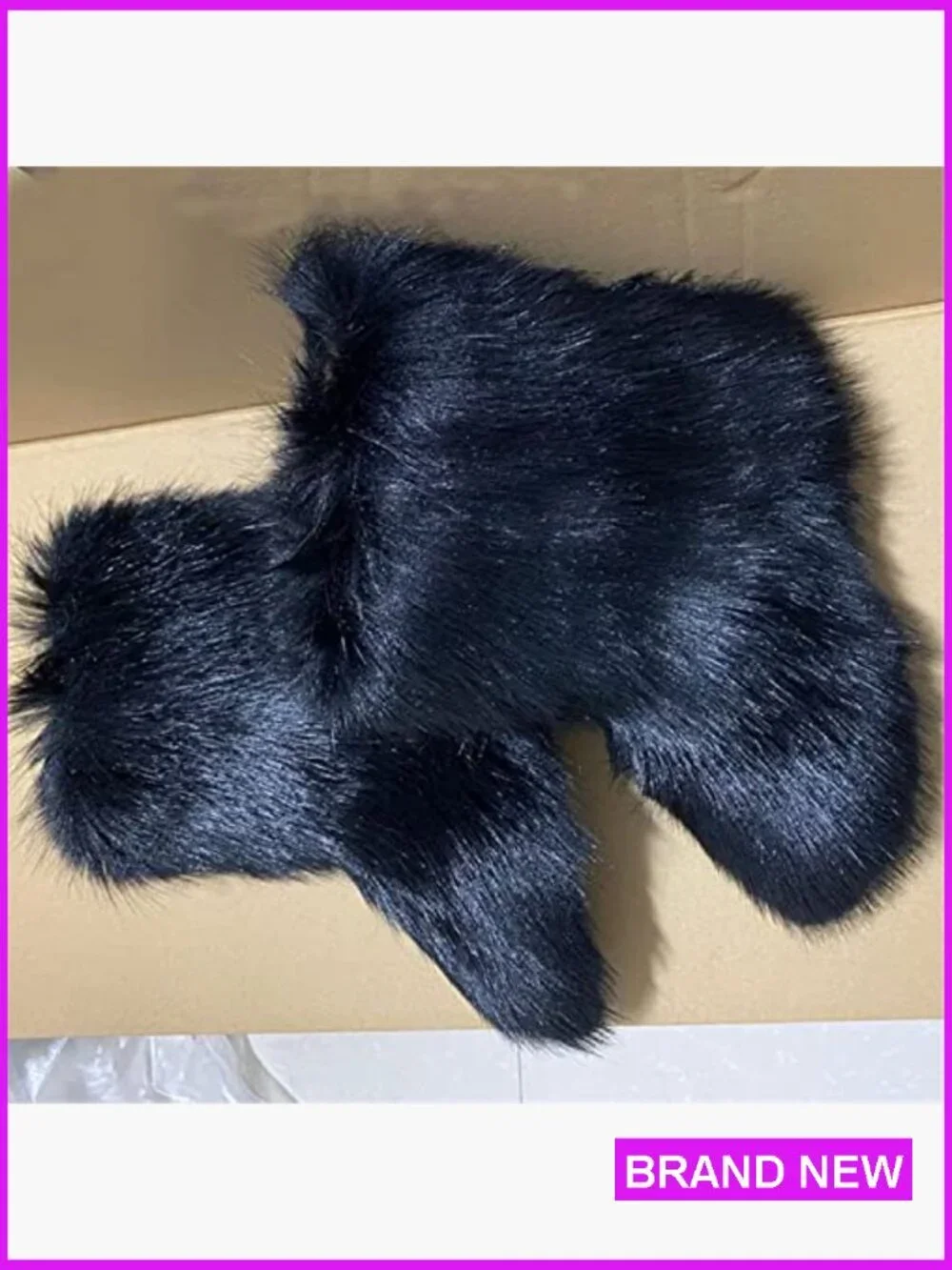 Faux Fur Mid-Calf Snow Boots Fluffy Winter Outdoor Flat Shoes